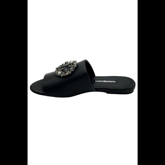 Charles David Jeweled Leather Slide Soleil Black - Medium - Picture 3 of 5